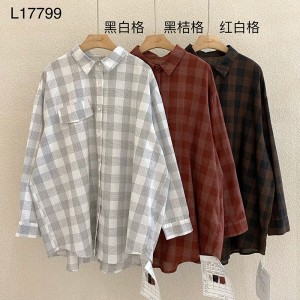 luźno dopasowany projekt Minimalist Stylish Casual Solid Striped Checked overshed cust 17799 Loose Checked Shirt