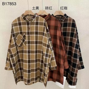 luźno dopasowany projekt Minimalist Stylish Casual Solid Striped Checked overshed cust 17853 Loose Checked Shirt
