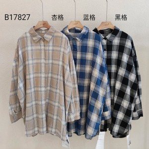 luźno dopasowany projekt Minimalist Stylish Casual Solid Striped Checked overshed cust 17827 Loose Checked Shirt