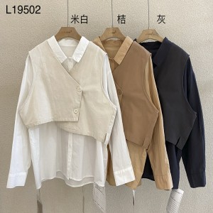 luźno dopasowany projekt Minimalist Stylish Casual Solid Striped Checked overshed cust 19502 Loose Shirt + Waiscoat